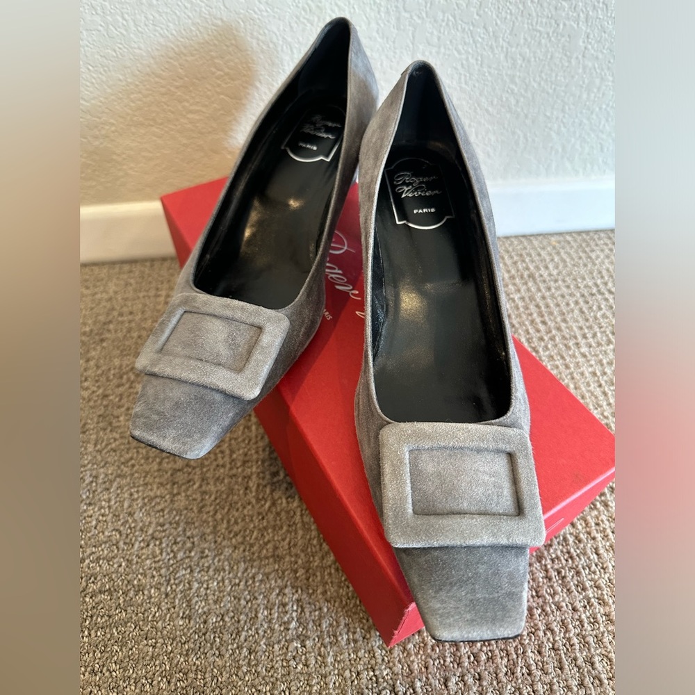 Roger Vivier Grey Suede Heels | 40.5 or 10.5
